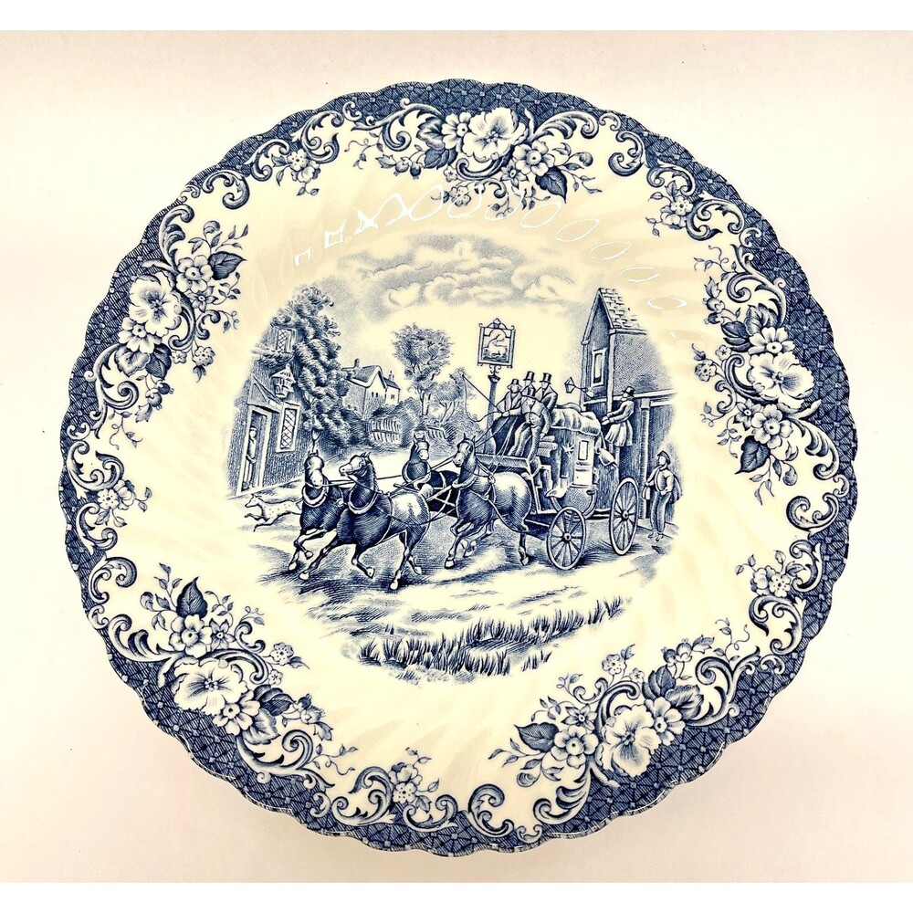 Johnson Brothers (Hanley) Ltd. Blue and White Coaching Scenes 10" Dinner Plate